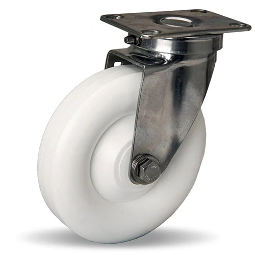 S-STL-5A Hamilton Stainless Steel Swivel Caster - 5" x 1 3/8" Aqualite Polyolefin Wheel - Durable & Corrosion-Resistant for Industrial Use Hamilton