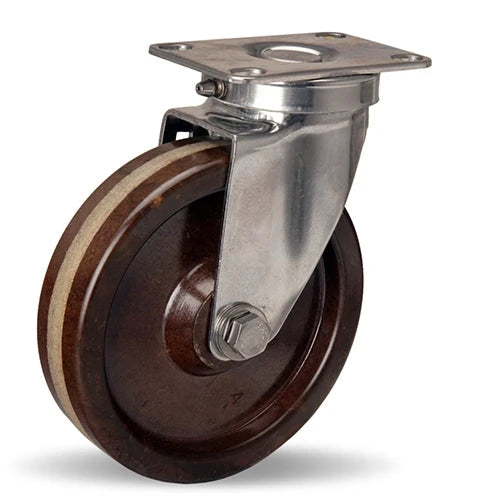 S-STL-5HHP Hamilton Stainless Steel Swivel Caster – 5" x 1 1/4" Plastex Phenolic Wheel with 1/2" Plain Bore for Industrial Use Hamilton