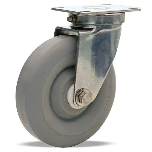 Hamilton Stainless Steel 5" Swivel Caster - Versa-Tech Gray Rubber (65A) on Polyolefin Wheel - 1/2" Delrin Bearing - S-STL-5TEZ Hamilton