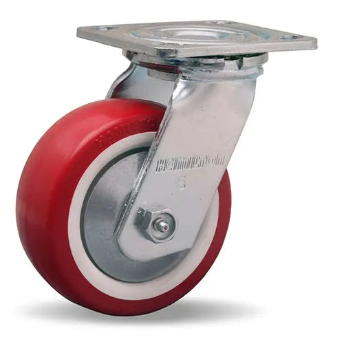 Hamilton S-TG-5NF Thread Guard Swivel Caster - 5x2 Inch Poly-Tech Polyurethane Wheel with Straight Roller Bearing for Industrial Use -  | CasterHQ