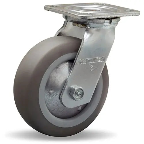 Hamilton S-TG-6TE Swivel Caster - 6x2 Inch Versa-Tech Gray Rubber Wheel, Thread Guard, Roller Bearing for Industrial Use -  | CasterHQ