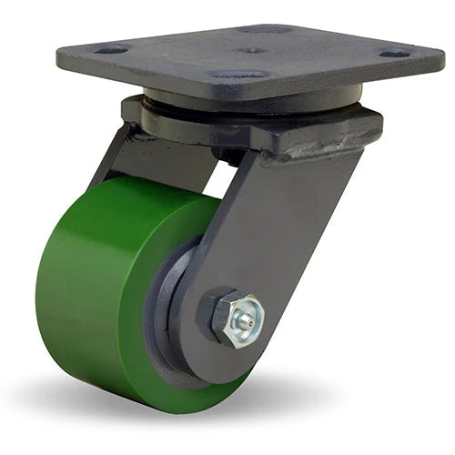 Hamilton Workhorse Swivel Caster with 3 1/4" x 2" Duralast Polyurethane (95A) on Cast Iron Wheel with 3/4" Straight Roller Bearing Hamilton