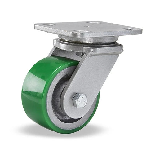 Hamilton Workhorse Swivel Caster with 4" x 2" Duralast Polyurethane (95A) on Cast Iron Wheel with 1/2" Sealed Precision Ball Bearings Hamilton