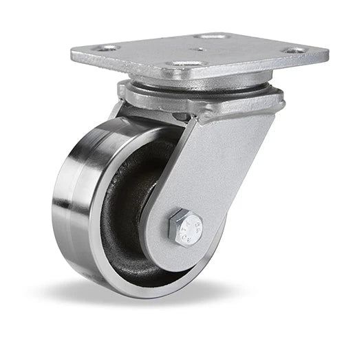 Hamilton Workhorse Swivel Caster with 4" x 2" Forged Steel Wheel with 3/4" Straight Roller Bearing Hamilton