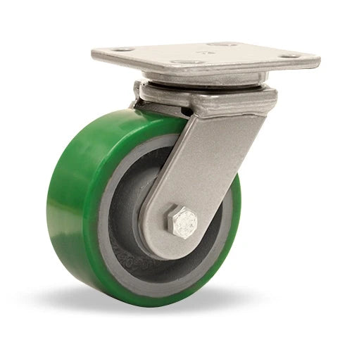 Hamilton Workhorse Swivel Caster with 5" x 2" Duralast Polyurethane (95A) on Cast Iron Wheel with 1/2" Sealed Precision Ball Bearings Hamilton