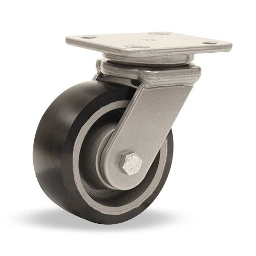 Hamilton Workhorse Swivel Caster with 5" x 2" Duralast XC Polyurethane (70D) on Cast Iron Wheel with 1/2" Sealed Precision Ball Bearings Hamilton