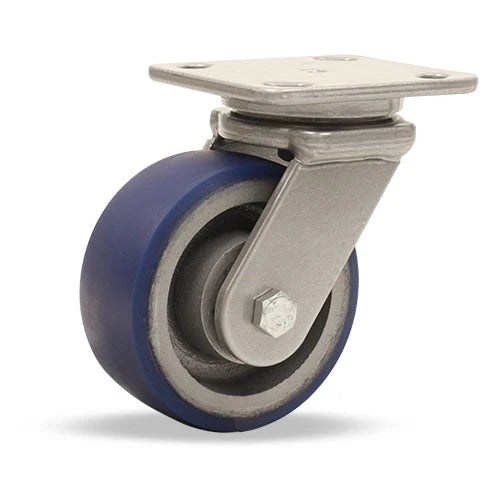 Hamilton Workhorse Swivel Caster with 5" x 2" Ergo-Glide Polyurethane (85A) on Cast Iron Wheel with 1/2" Sealed Precision Ball Bearings Hamilton