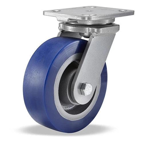 Hamilton Workhorse Swivel Caster with 6" x 2" Ergo-Glide XT 1" thick Polyurethane (85A) Wheel with 1/2" Sealed Precision Ball Bearing Hamilton