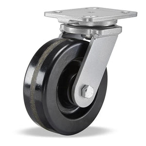 Hamilton Workhorse Swivel Caster with 6" x 2" Plastex Phenolic Wheel with 3/4" Straight Roller Bearing Hamilton