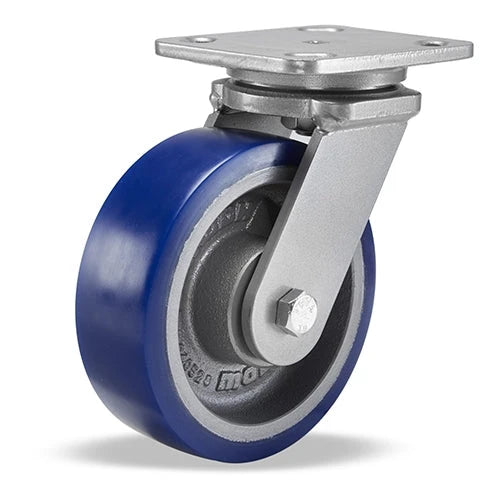 Hamilton Workhorse Swivel Caster with 6" x 2" Ergo-Glide Polyurethane (85A) on Cast Iron Wheel with 1/2" Sealed Precision Ball Bearings Hamilton