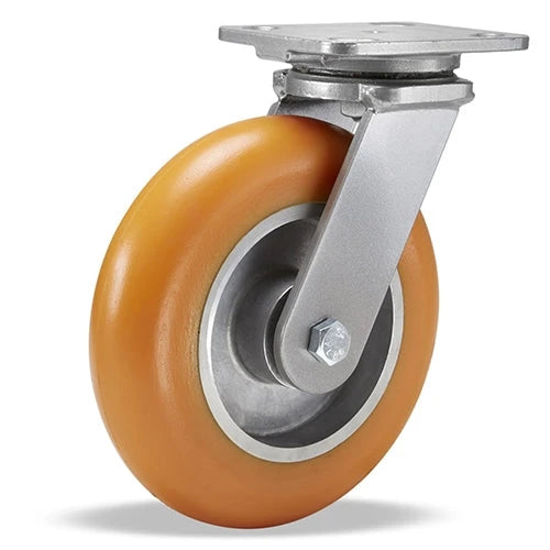 Hamilton Workhorse Swivel Caster with 8" x 2" Ergo-Tech Donut Tread Polyurethane (87A) on Aluminum Wheel with 1/2" Sealed Precision Ball Bearings Hamilton