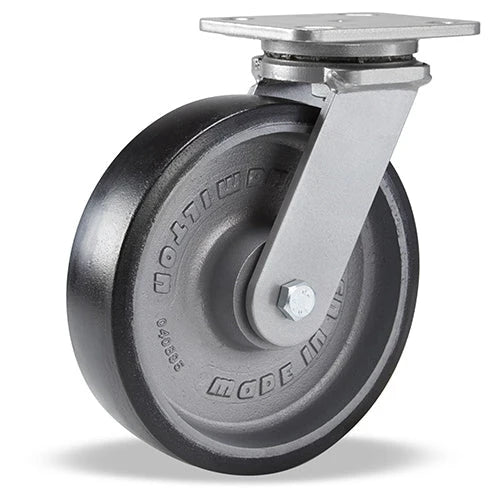 Hamilton Workhorse Swivel Caster with 8" x 2" Duralast XC Polyurethane (70D) on Cast Iron Wheel with 1/2" Sealed Precision Ball Bearings Hamilton