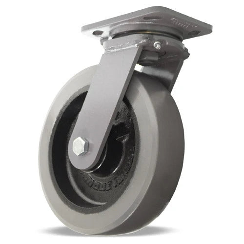 Hamilton Workhorse Swivel Caster with 8" x 2" DuraGlide Wheel 1" thick Polyurethane (95A) Wheel with 1/2" Sealed Precision Ball Bearing Hamilton
