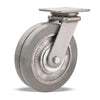 Hamilton Workhorse Swivel Caster with 8" x 2" UltraGlide (95A) Twin Wheel Grey Tread on Aluminum Core with 3/4" Sealed Precision Ball Bearings Hamilton
