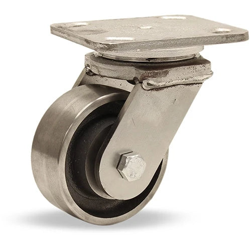 Hamilton S-WHS-4HFSB Stainless Steel Workhorse Swivel Caster - 4"x2" Forged Steel Wheel - High-Temperature Resistant up to 750°F with Precision Ball Bearings Hamilton