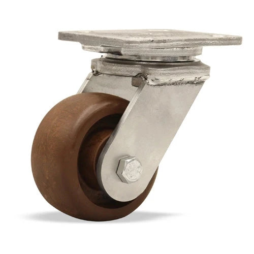 Hamilton S-WHS-4HNY Stainless Steel Swivel Caster - 4" x 2" Scorcher Wheel - High-Temperature (Up to 475°F) with Roller Bearing & Heat Grease Hamilton