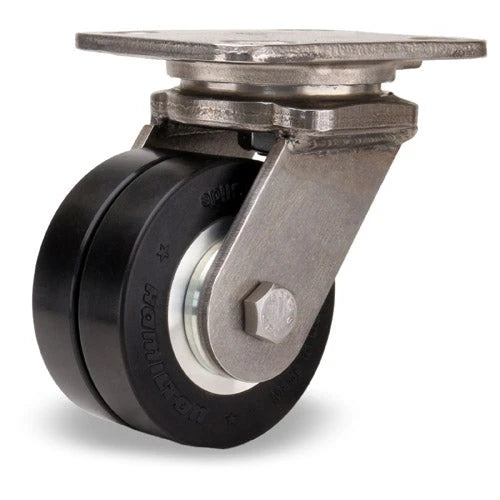 Hamilton S-WHS-4SWF70D Stainless Steel Swivel Caster - 4" UltraGlide Twin Wheel, Sealed Bearings - Durable Industrial Mobility Hamilton