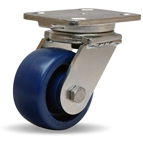 S-WHS-4UYZ Hamilton Stainless Steel Workhorse Swivel Caster - 4x2" Unilast Polyurethane Wheel with 3/4" Delrin Bearing for Heavy-Duty Use Hamilton