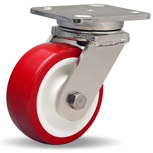 Hamilton Stainless Steel Workhorse Swivel Caster S-WHS-5NFZ - 5" Poly-Tech Polyurethane Wheel - Industrial & Commercial Grade Hamilton