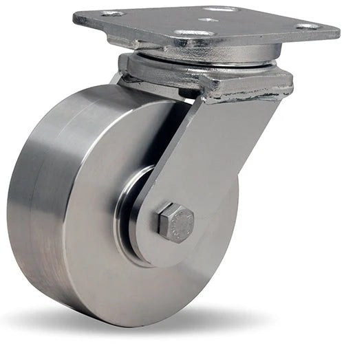 Hamilton S-WHS-5SZ Stainless Steel Workhorse Swivel Caster - 5x2" Wheel with 3/4" Delrin Bearing for Industrial Use Hamilton