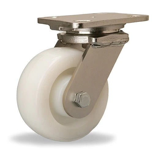 Hamilton S-WHS-5WNSB Stainless Steel Workhorse Swivel Caster – 5" x 2" White Nylon Wheel with 1/2" Sealed Precision Ball Bearings for Industrial Use Hamilton
