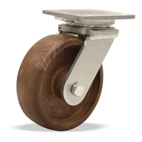 Hamilton S-WHS-6HNY Workhorse – 6"x2" Stainless Steel Swivel Caster with Scorcher Wheel | High-Temperature 475° F Rating | Roller Bearing with Heat Resistant Grease Hamilton