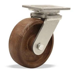 Hamilton S-WHS-6HNY Workhorse – 6"x2" Stainless Steel Swivel Caster with Scorcher Wheel | High-Temperature 475° F Rating | Roller Bearing with Heat Resistant Grease Hamilton