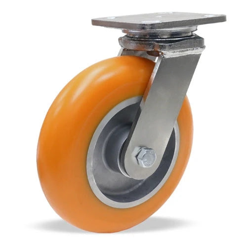 S-WHS-82EMB Hamilton Workhorse Swivel Caster - Stainless Steel, 8" x 2" Ergo-Tech (87A) Wheel, 1/2" Precision Ball Bearings - Durable Industrial Choice Hamilton