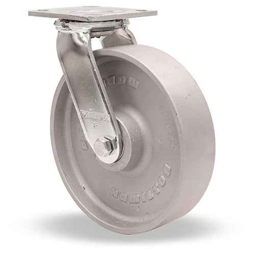 Hamilton S-WHS-8HMB Stainless Steel Swivel Caster - 8" x 2" Metal Wheel for High Heat (Up to 750° F) with Precision Ball Bearings - Industrial Grade Hamilton