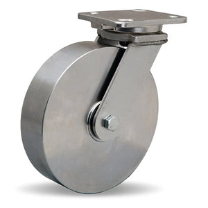 Hamilton S-WHS-8SZ 8" x 2" Stainless Swivel Stainless Caster – 3/4" Delrin