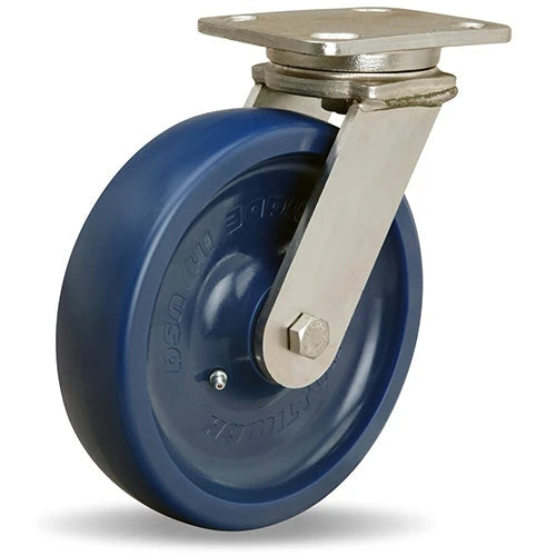 S-WHS-8UYZ Hamilton Stainless Steel Swivel Caster - 8"x2" Unilast Polyurethane (75D) Wheel - Heavy-Duty Industrial Grade with 3/4" Delrin Bearing Hamilton