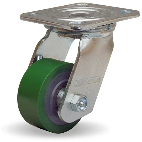 Hamilton Whirlaway 475 lbs Load Capacity Swivel Caster - 3.25" x 1.5" Duralast Polyurethane Wheel (95A) on Cast Iron, 3/4" Straight Roller Bearing Hamilton