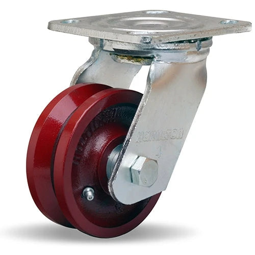 S-WW-4V Hamilton Whirlaway Swivel Caster - 4" V-Grooved Wheel with 5/8" Roller Bearing - Industrial & Commercial Mobility Solution Hamilton