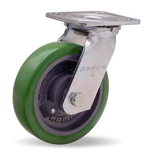 Hamilton Whirlaway 6-Inch Swivel Caster - 850 lbs Load Capacity, Duralast Polyurethane (95A) on Cast Iron Wheel, 3/4" Straight Roller Bearing - S-WW-6D Hamilton