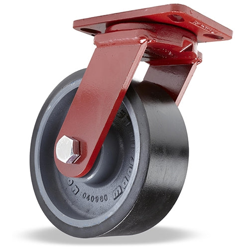 Hamilton Spinfinity ZFFM Series Swivel Caster S-ZFFM-13DB70 with 10-inch x 3-inch Duralast XC (70D) Wheel, 3/4-inch Sealed Precision Ball Bearings, and 3200 lbs. Load Capacity, Kingpinless and Maintenance-Free