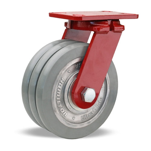 Hamilton Spinfinity ZFFM Series Swivel Caster with 10-inch UltraGlide Triple Wheel, 3200 lbs. Load Capacity, Grey Tread on Aluminum Core, Model S-ZFFM-13SWF95