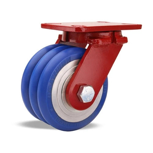 Hamilton Spinfinity S-ZFFM-63SWC85 Swivel Caster: 6x3" UltraGlide Triple Wheel with Sealed Bearings - Kingpinless & Maintenance-Free Hamilton