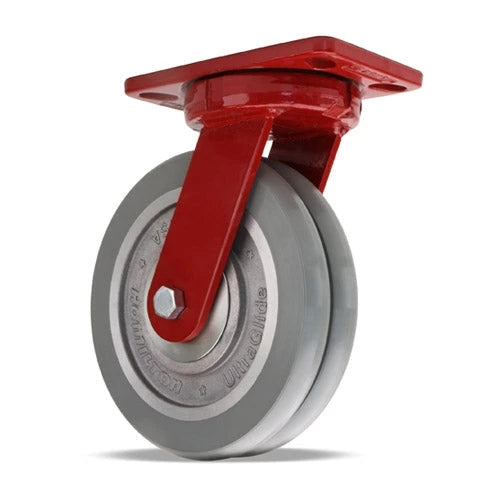 Hamilton Spinfinity Kingpinless ZFHS Series Swivel Caster - 8"x2" Twin Wheel with UltraGlide 95A Grey Tread, 2400 lbs Load Capacity, Aluminum Core, 3/4" Sealed Precision Ball Bearings - Maintenance-Free - S-ZFHS-8SWC95 Hamilton