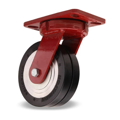 Hamilton Spinfinity Kingpinless Swivel Caster 8x2 Inch UltraGlide 70D Twin Wheel - 2800 lbs Load Capacity - Black Tread, Aluminum Core, 3/4" Sealed Precision Ball Bearings - ZFHS Series - Maintenance-Free Hamilton