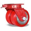 Hamilton Spinfinity Maxi-Duty Dual Swivel Caster with 12" x 5.5" Red Polyurethane (85A) Presson Wheel with 1 1/4" Sealed Precision Ball Bearings Hamilton