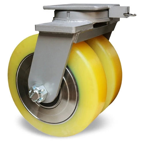 Hamilton Spinfinity Maxi-Duty Dual Swivel Caster with 12" x 5.5" Natural Polyurethane (93A Ester) Presson Wheel with 1 1/4" Sealed Precision Ball Bearings Hamilton