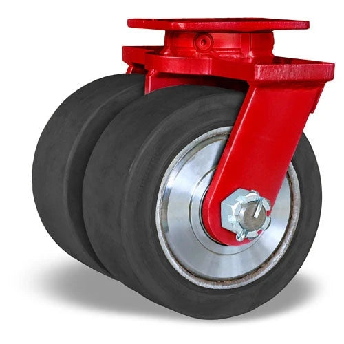Hamilton Spinfinity S-ZFSEC2-105PORB Dual Swivel Caster - 10"x5" Black Rubber Wheel with 1 1/4" Sealed Precision Bearings for E-commerce Warehouse Hamilton