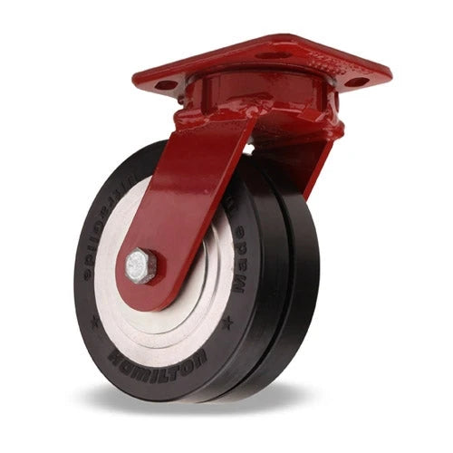 Hamilton Spinfinity Maintenance-Free Kingpinless ZFWH Series Swivel Caster with 6" x 2" UltraGlide (70D) Twin Wheel BlackTread on Aluminum Core with 3/4" Sealed Precision Ball Bearings Hamilton