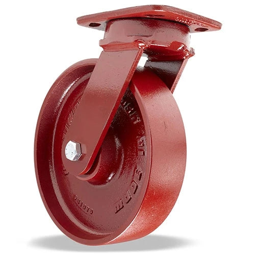 Hamilton Spinfinity Maintenance-Free Kingpinless ZFWH Series Swivel Caster with 8" x 2" Cast Iron Metal Wheel with 1/2" Sealed Precision Ball Bearings Hamilton