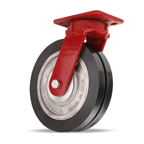 Hamilton Spinfinity Maintenance-Free Kingpinless ZFWH Series Swivel Caster with 8" x 2" UltraGlide (70D) Twin Wheel Black Tread on Aluminum Core with 3/4" Sealed Precision Ball Bearings Hamilton