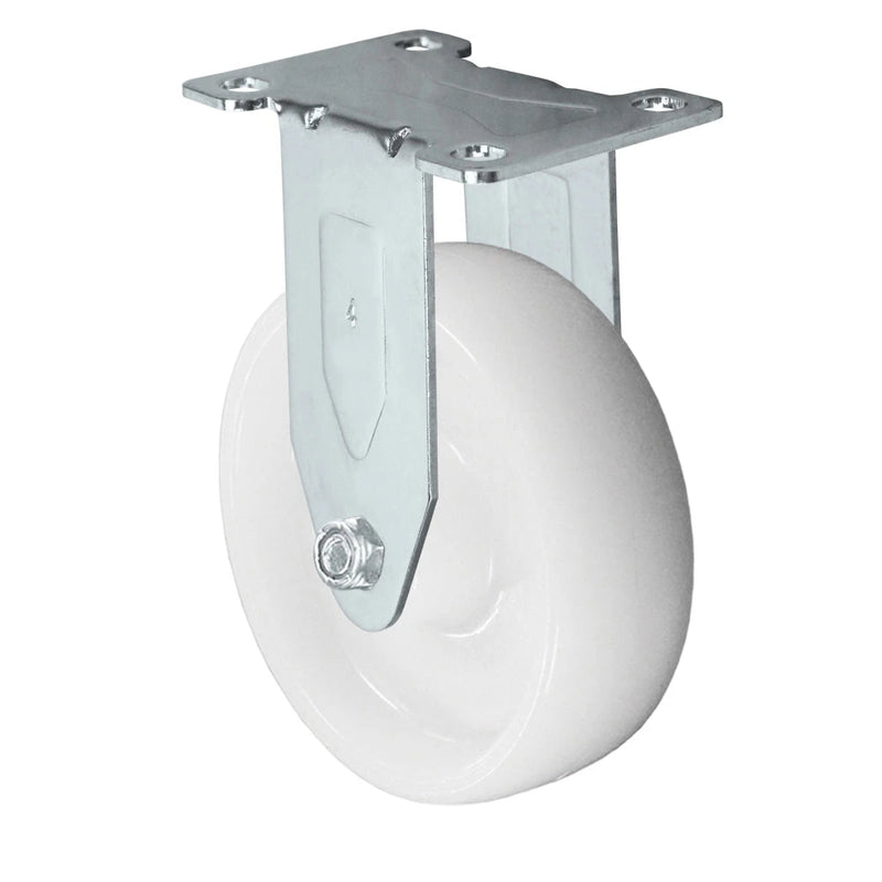 Durastar Light Medium Duty S24 Series - 3" x 1-1/4" Nylon Rigid Caster - 300 lb Capacity, Choose Stainless Top Plate Option Durastar