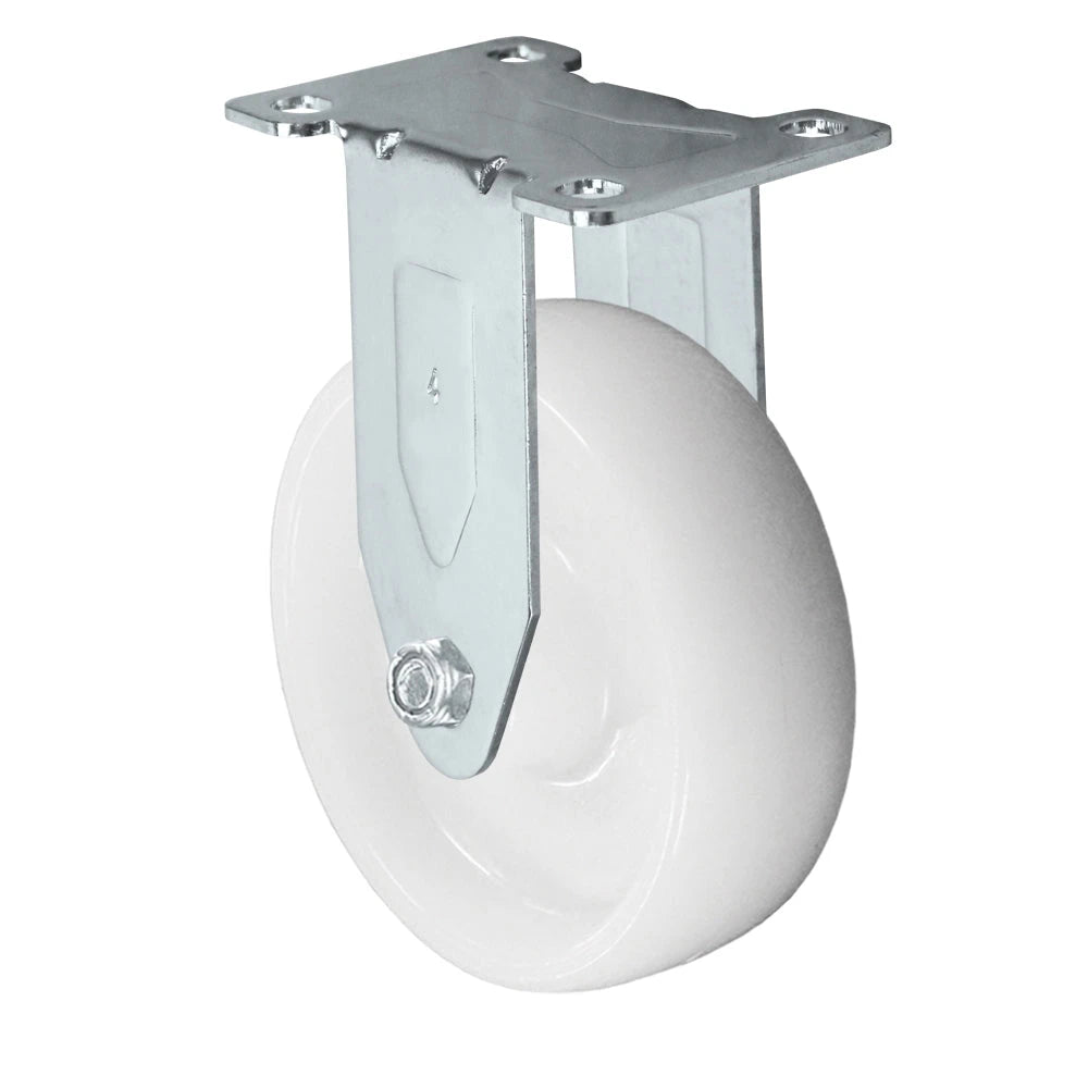 Durastar Light Medium Duty S24 Series - 3" x 1-1/4" Nylon Rigid Caster - 300 lb Capacity, Choose Stainless Top Plate Option Durastar