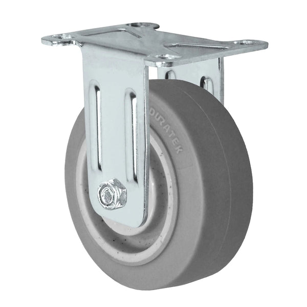 Durastar Light Medium Duty S24 Series - 3-1/2" x 1-1/4" Duratek High Tech Rubber Rigid Caster - 250 lb Capacity, Choose Stainless Top Plate Option Durastar