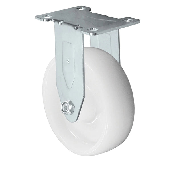 Durastar Light Medium Duty S24 Series - 4" x 1-1/4" Nylon Rigid Caster - 350 lb Capacity, Choose Stainless Top Plate Option Durastar