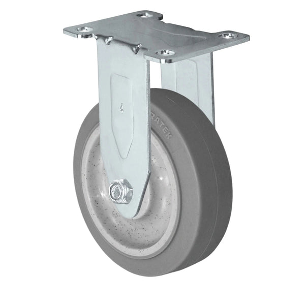 Durastar Light Medium Duty S24 Series - 4" x 1-1/4" Duratek High Tech Rubber Rigid Caster - 300 lb Capacity, Choose Stainless Top Plate Option Durastar